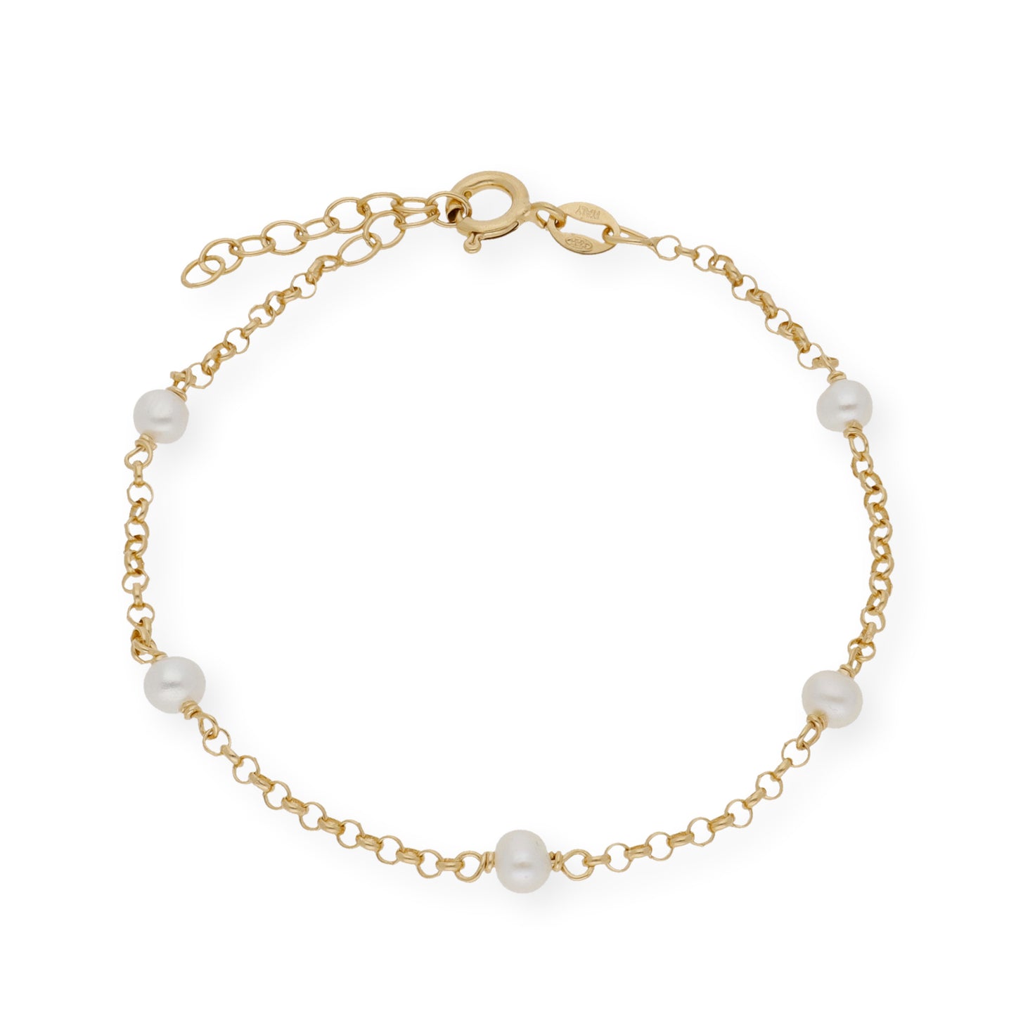Pulsera de Perlas de Agua Dulce en Plata de Ley 925 Bañada en Oro 18K