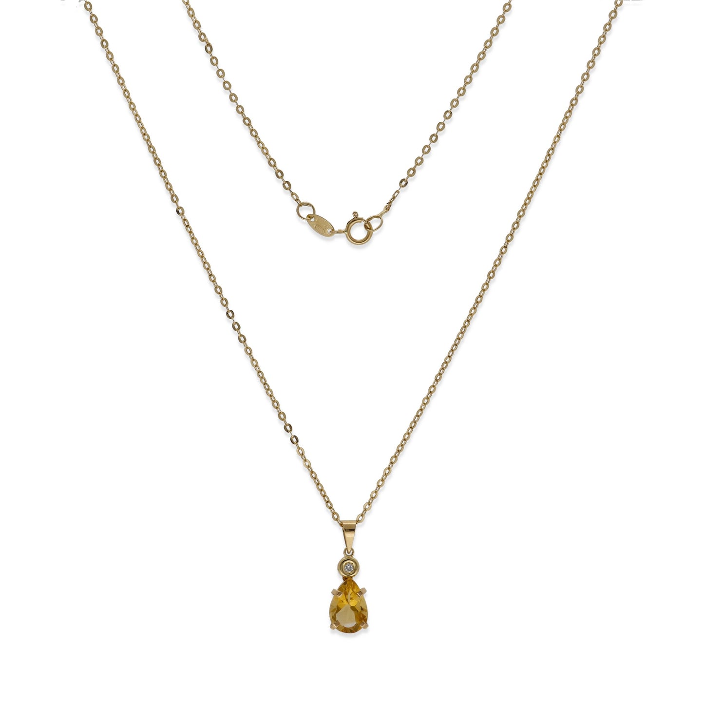 Collar con Colgante Solara en Oro de Ley 18K con Diamante y Cuarzo Citrino