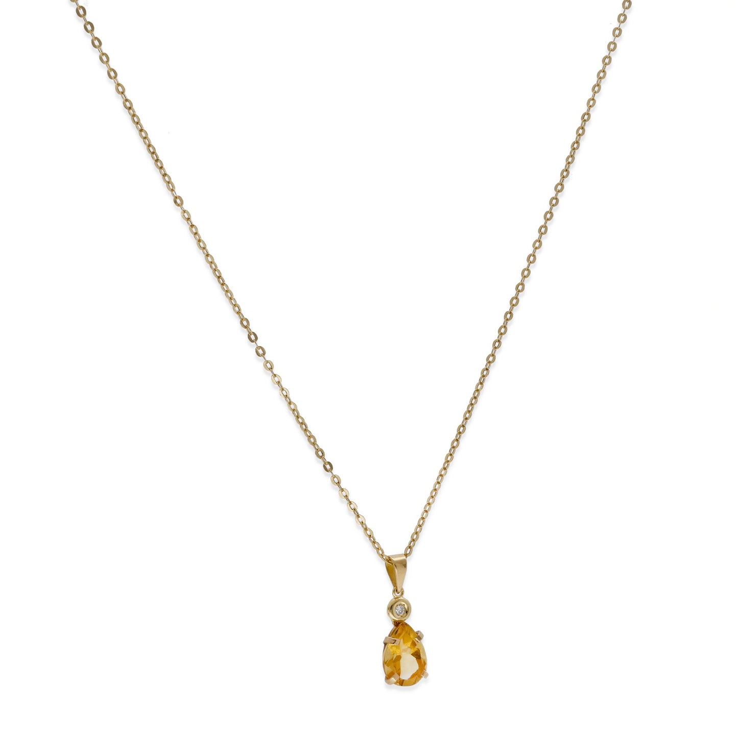Collar con Colgante Solara en Oro de Ley 18K con Diamante y Cuarzo Citrino