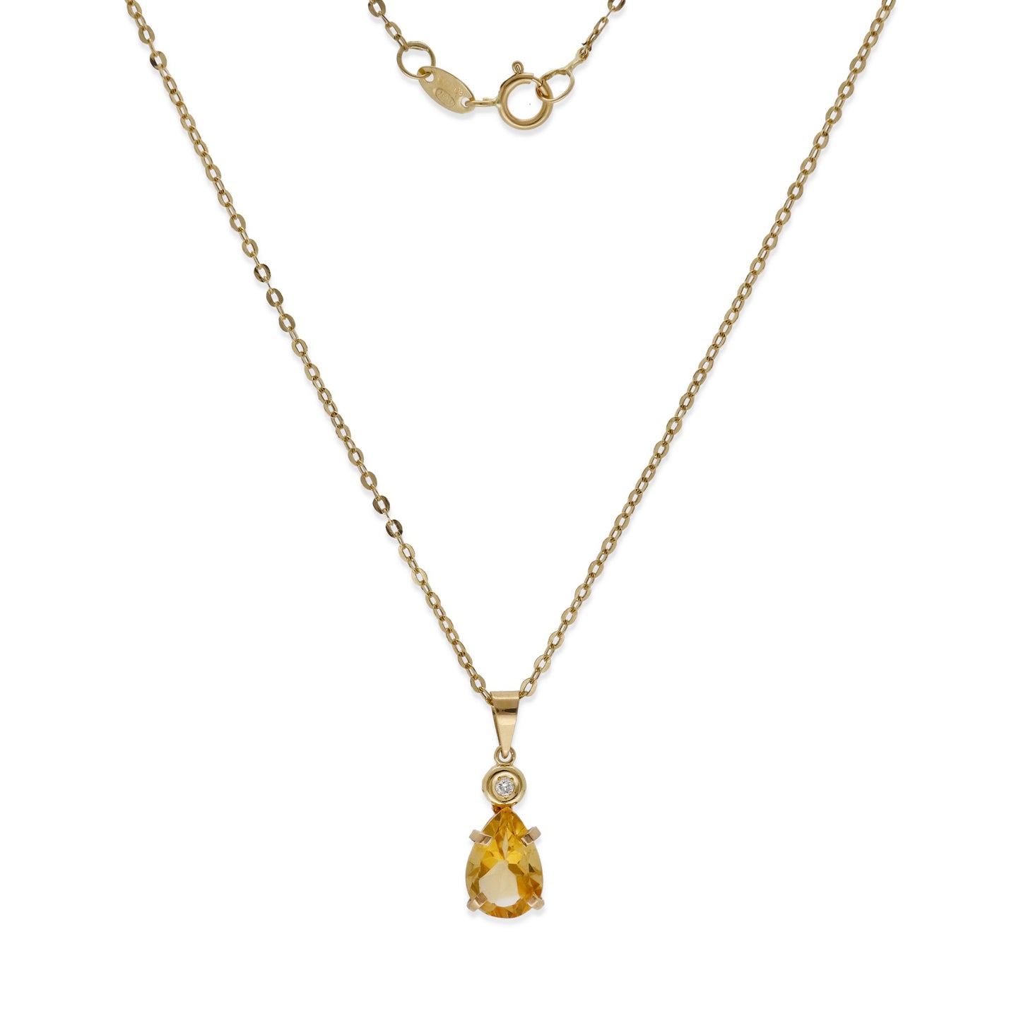 Collar con Colgante Solara en Oro de Ley 18K con Diamante y Cuarzo Citrino