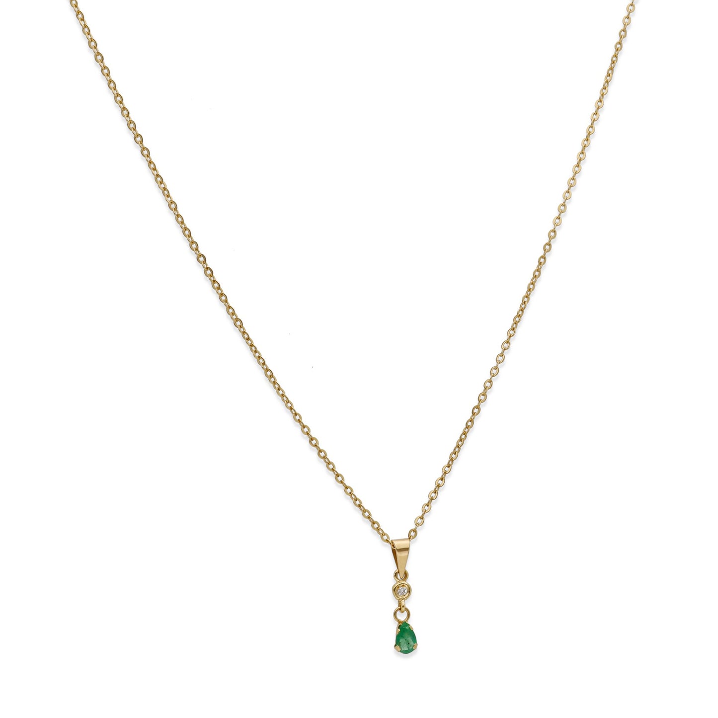 Collar con Colgante Stilla en Oro de Ley 18K con Diamante y Esmeralda