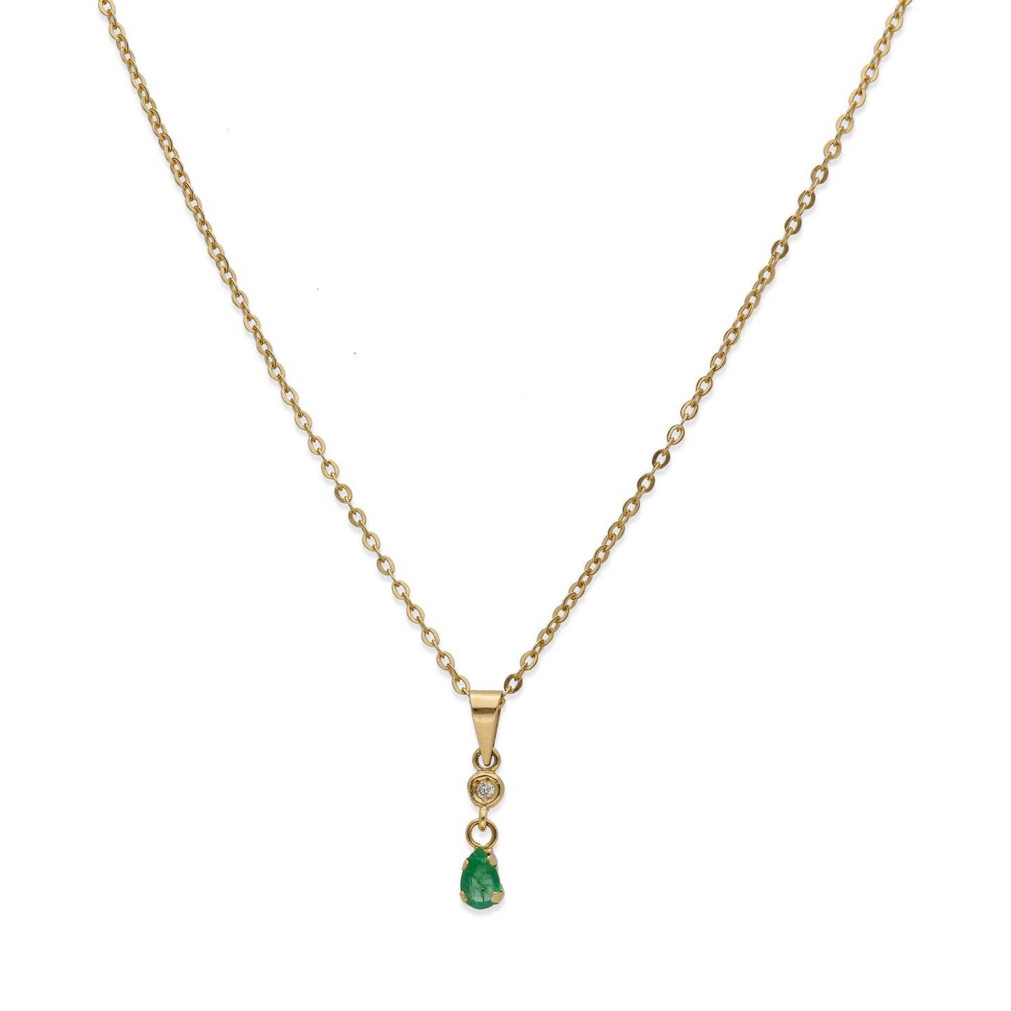 Collar con Colgante Stilla en Oro de Ley 18K con Diamante y Esmeralda