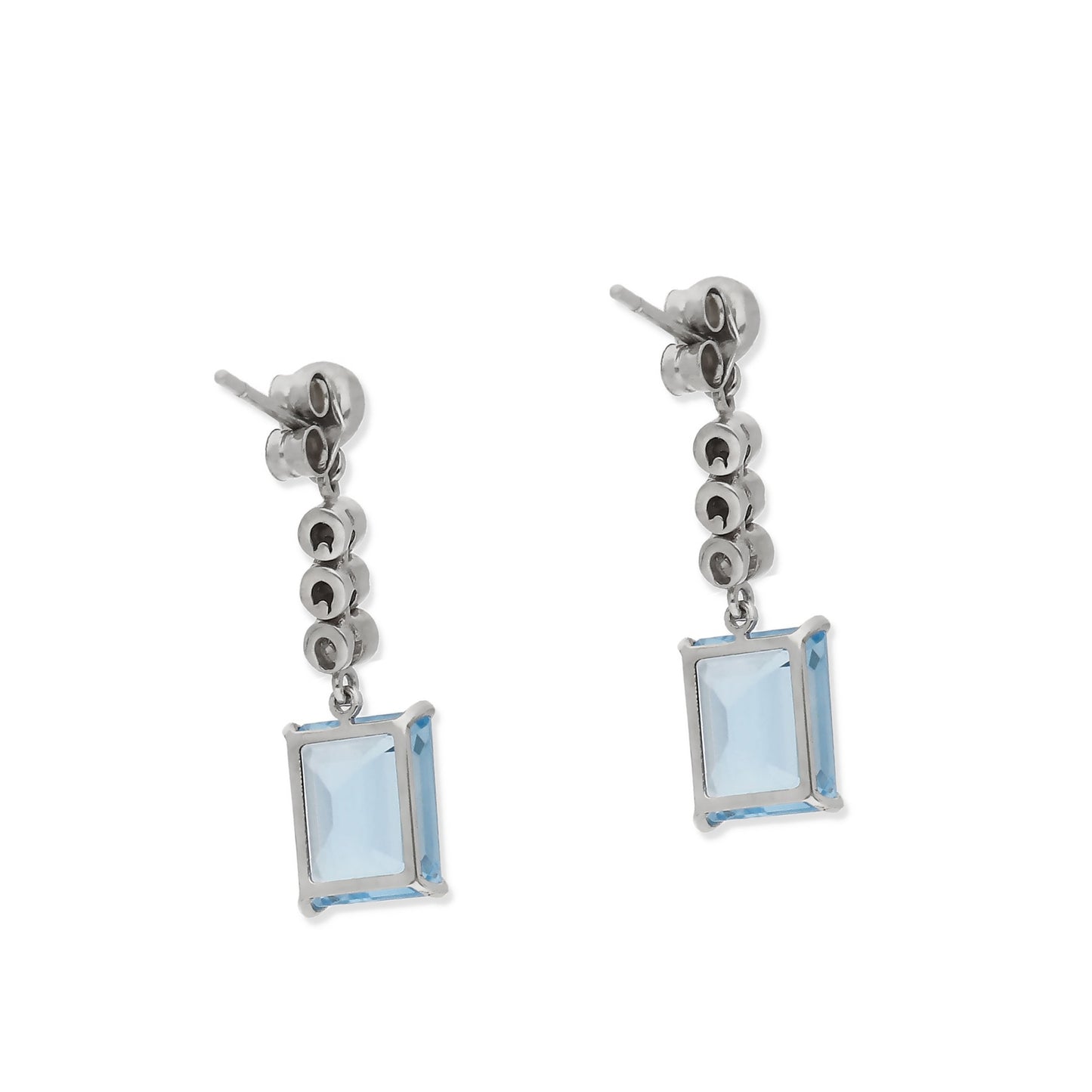 Pendientes Blue Moon en Oro Blanco 18K con Diamantes y Topacio Azul