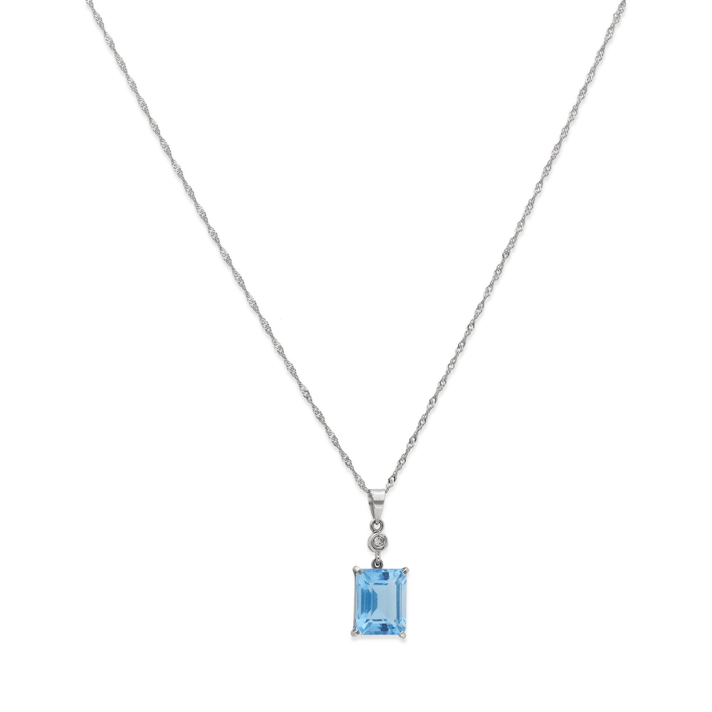 Collar con Colgante Blue Moon en Oro Blanco 18K con Diamante y Topacio Azul
