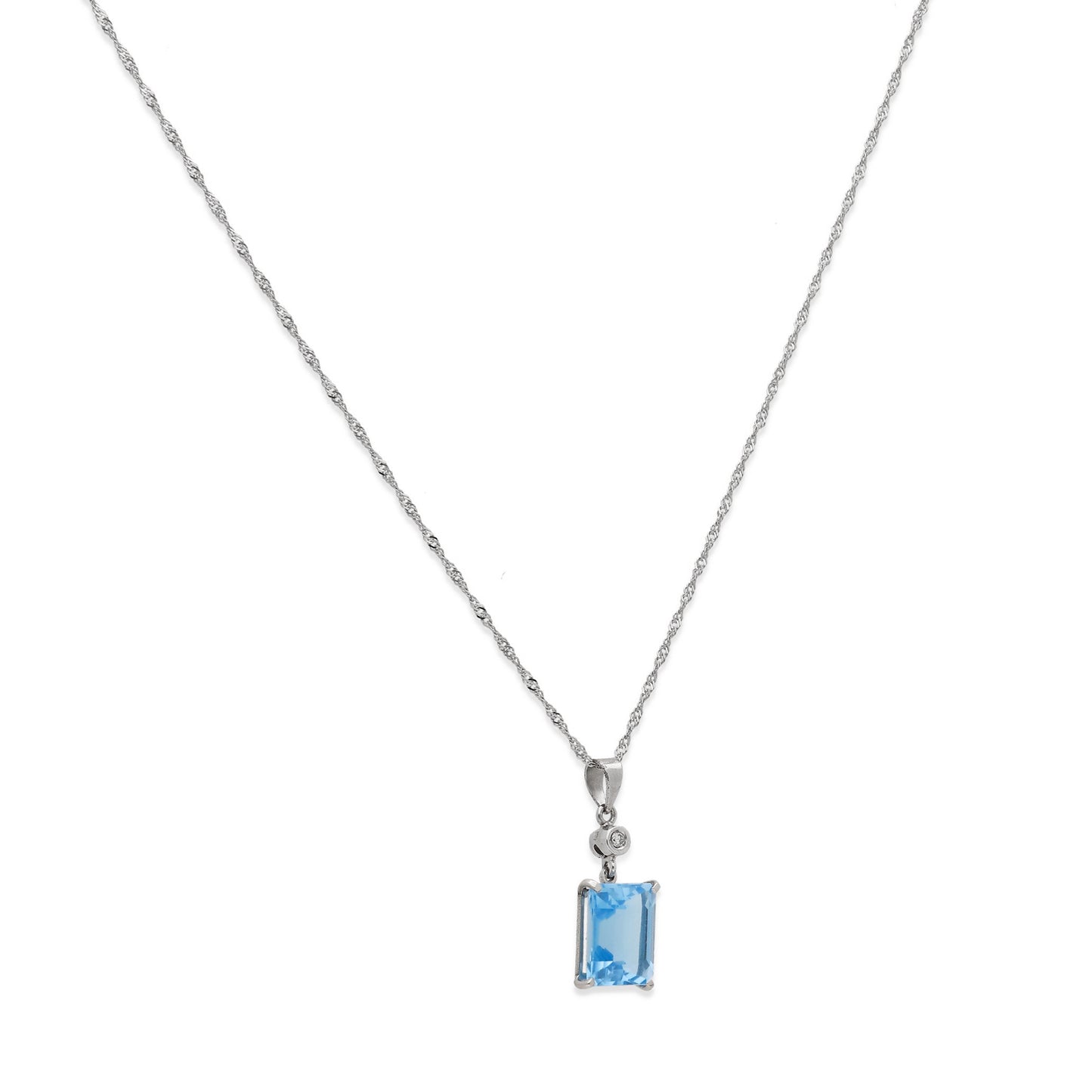 Collar con Colgante Blue Moon en Oro Blanco 18K con Diamante y Topacio Azul