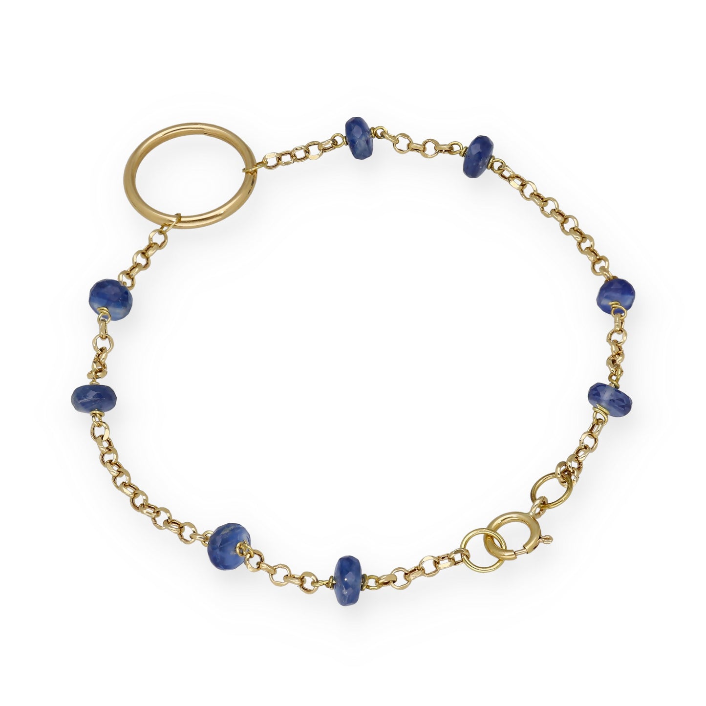 Pulsera en Oro 18K con Aro y Zafiros