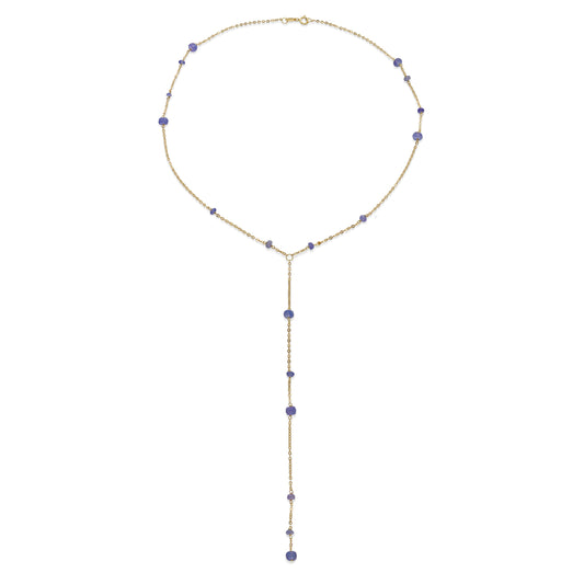 Gargantilla Lilla en Oro de Ley 18K con Cadena de Tanzanitas