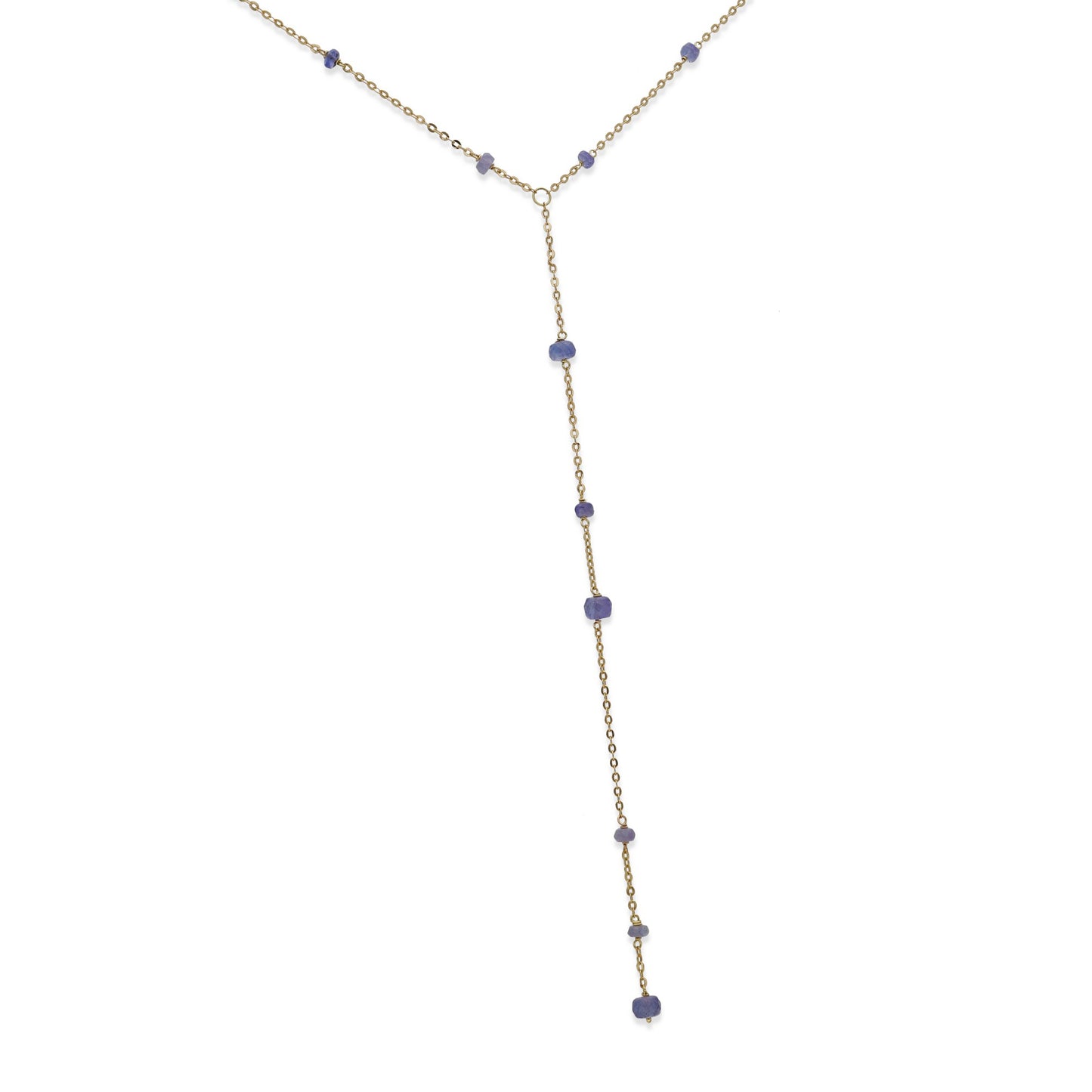 Gargantilla Lilla en Oro de Ley 18K con Cadena de Tanzanitas