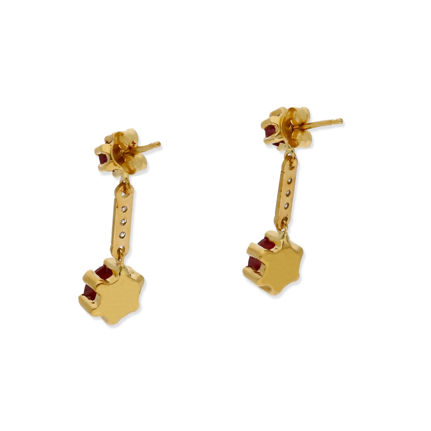 Pendientes Ruber en Oro de Ley 18K con Diamantes y Rubíes