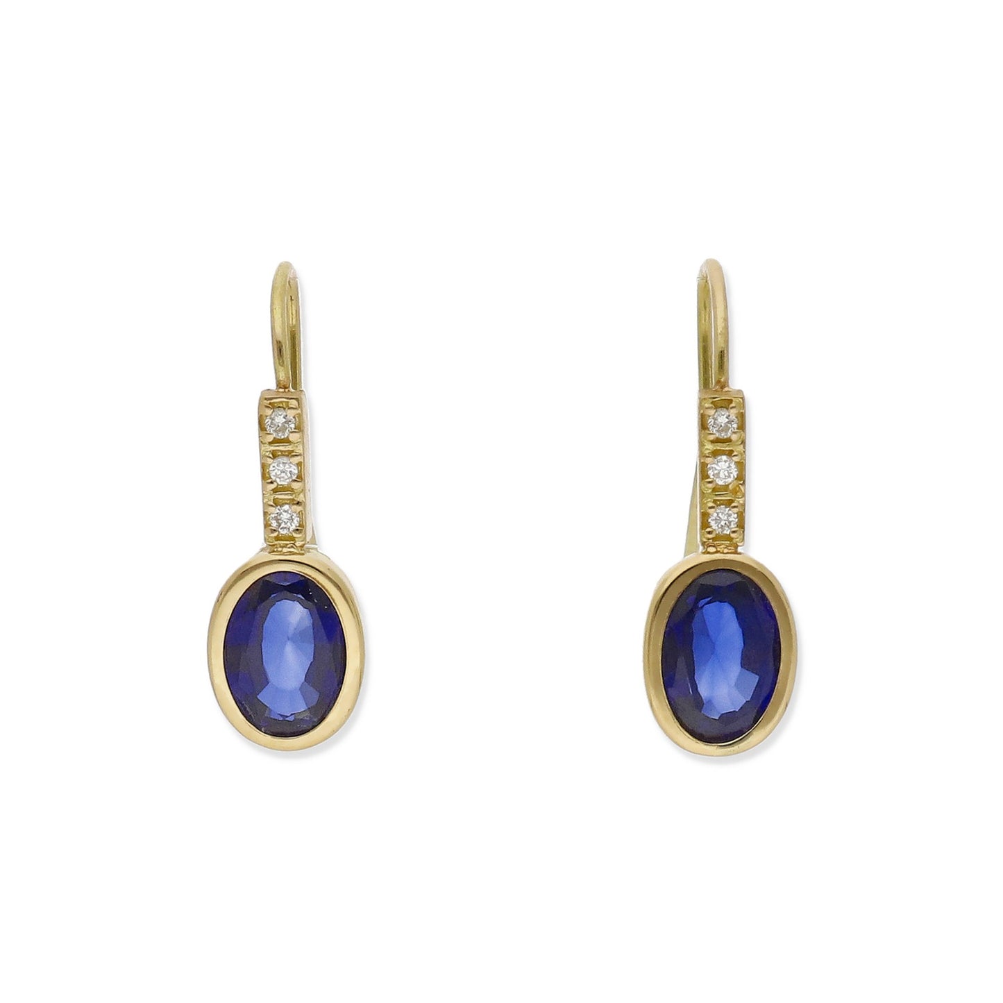 Pendientes Margo en Oro de Ley 18K con Zafiro y Diamantes
