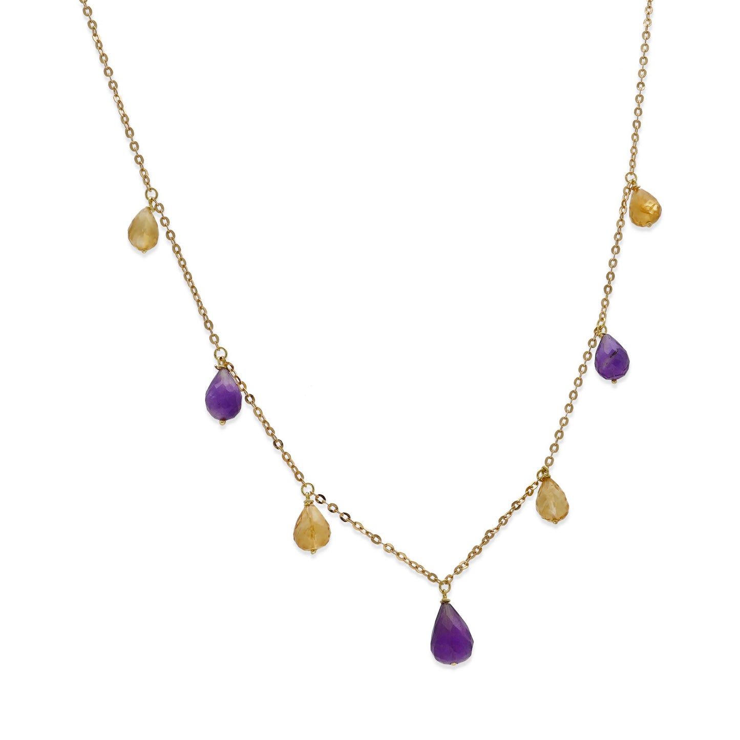 Gargantilla Lacus en Oro de 18K con Cuarzo Citrino y Amatista