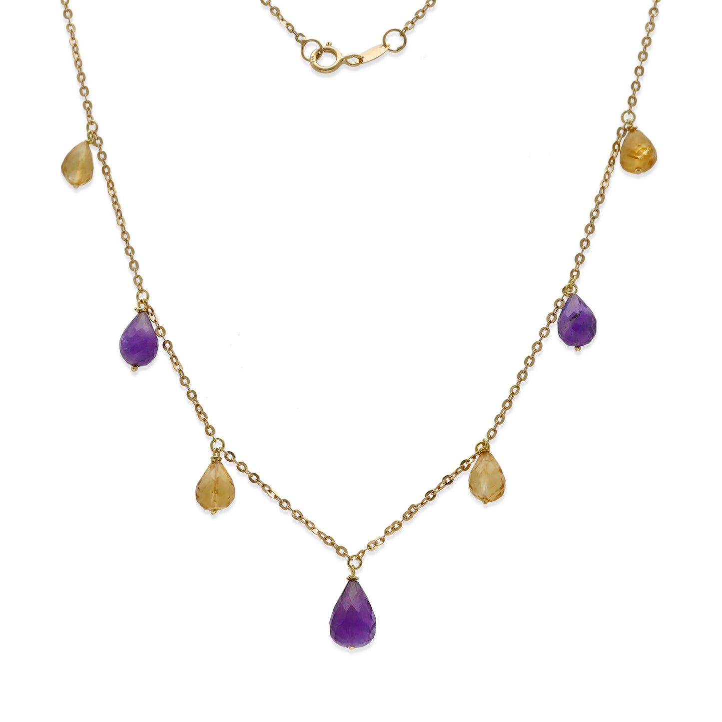 Gargantilla Lacus en Oro de 18K con Cuarzo Citrino y Amatista