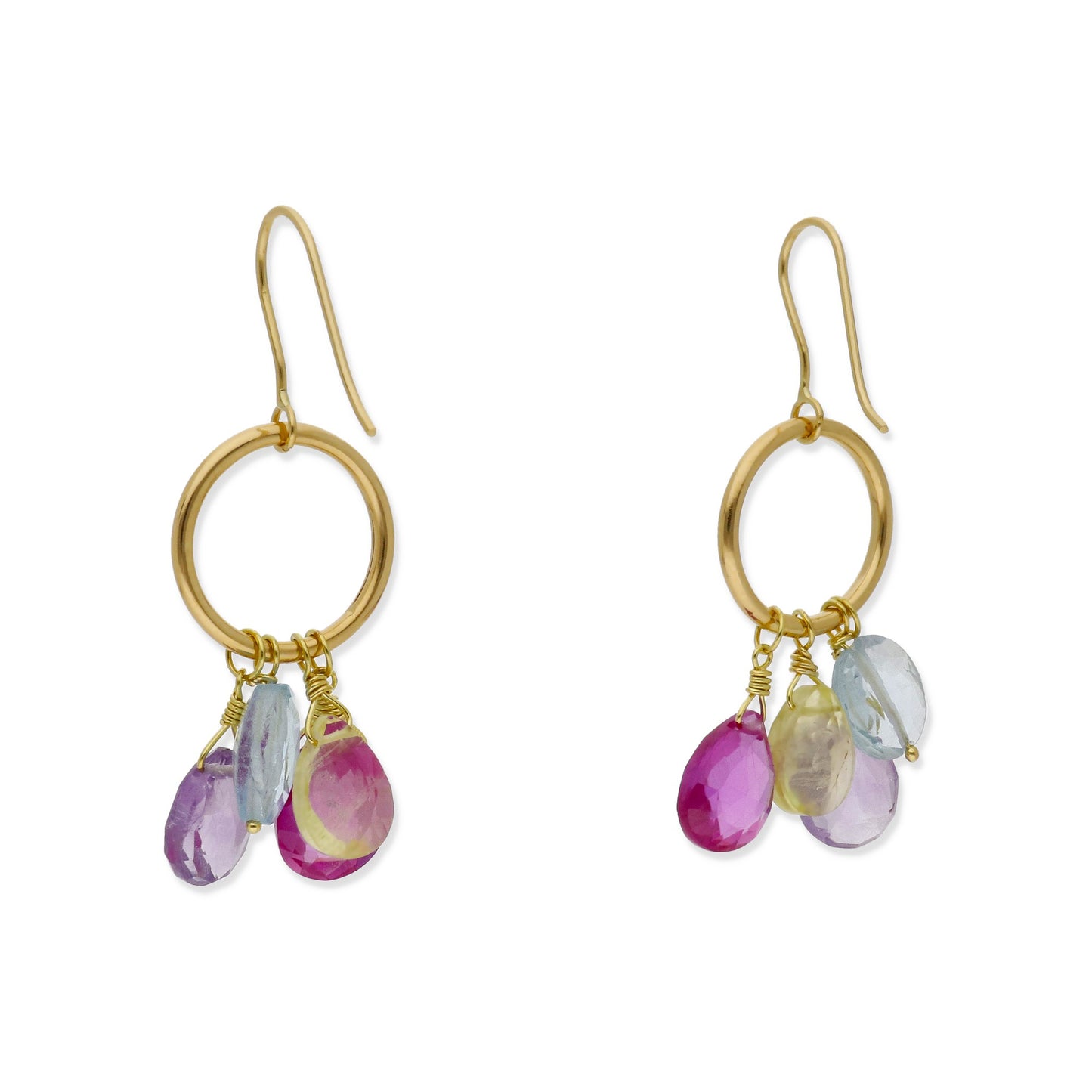 Pendientes de Aro Lyn en Oro de 18K con Piedras Preciosas