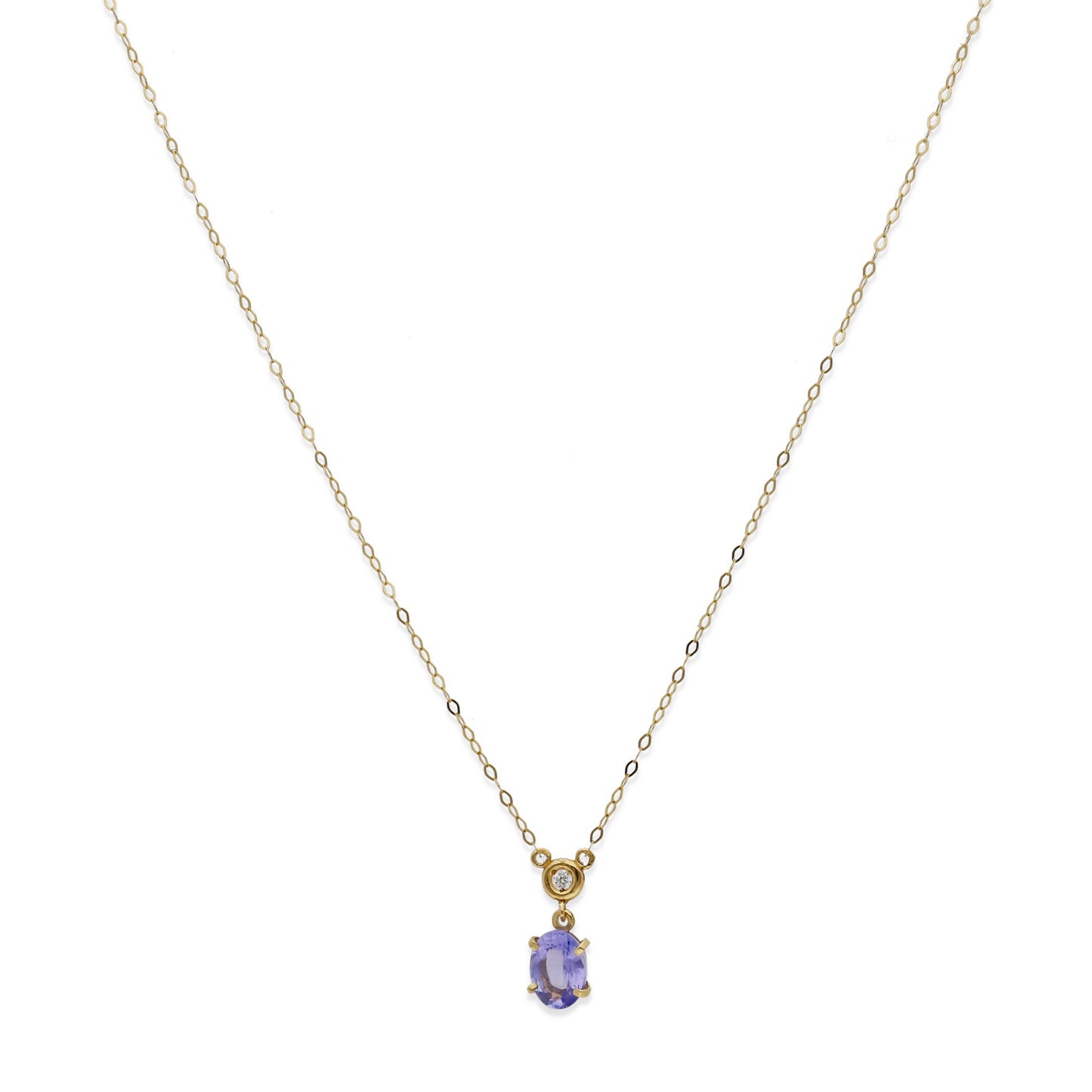 Collar con Colgante Brisa en Oro de Ley 18K con Tanzanita y Diamante