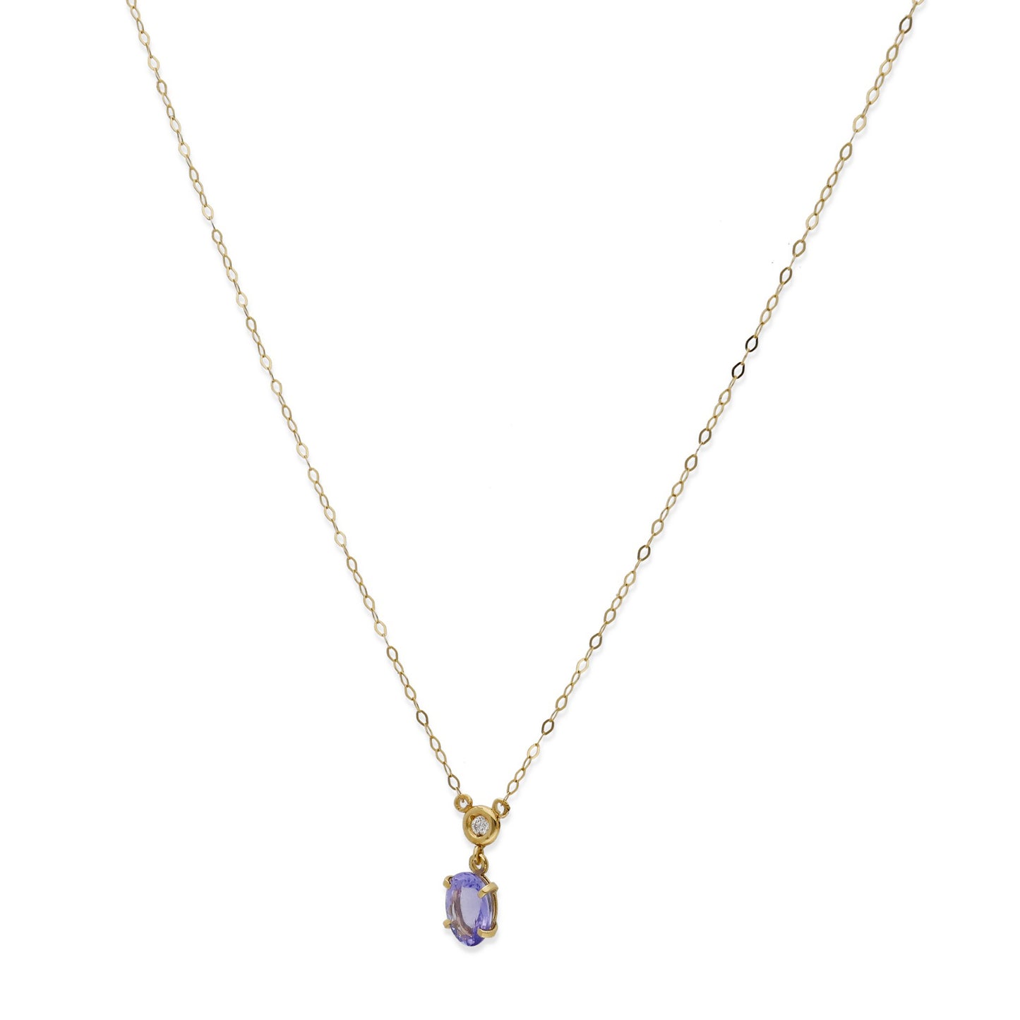 Collar con Colgante Brisa en Oro de Ley 18K con Tanzanita y Diamante