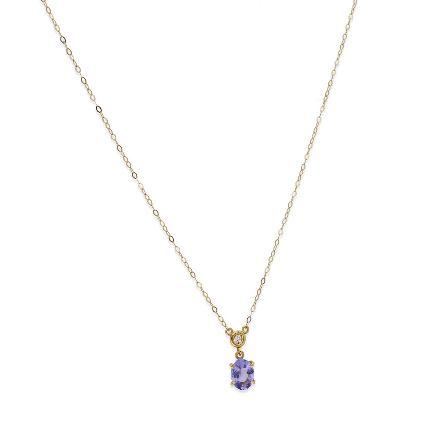 Collar con Colgante Brisa en Oro de Ley 18K con Tanzanita y Diamante