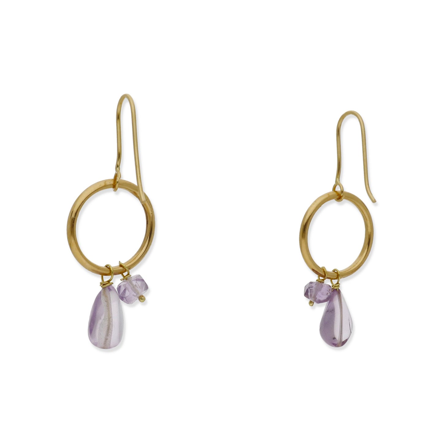 Pendientes Boreal en Oro de Ley 18K con Aro y Amatistas