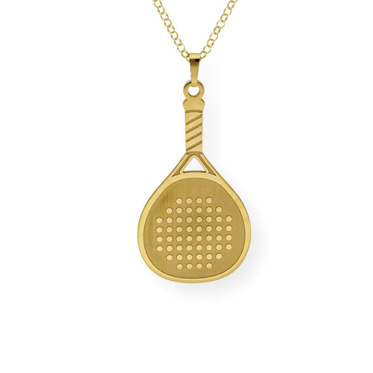 Collar con Colgante Pala de Pádel en Plata de Ley 925 Bañada en Oro de 18K