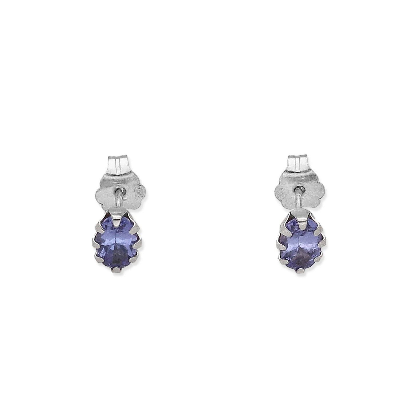 Pendientes Modelo Sizwe Oro Blanco 18k y Tanzanitas