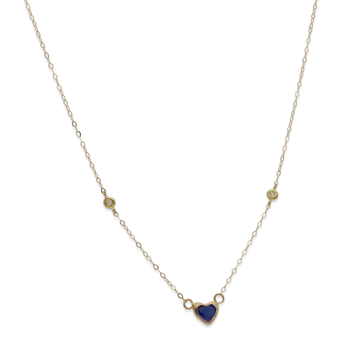 Gargantilla Regina en Oro de 18K con Diamantes y Corazón de Zafiro
