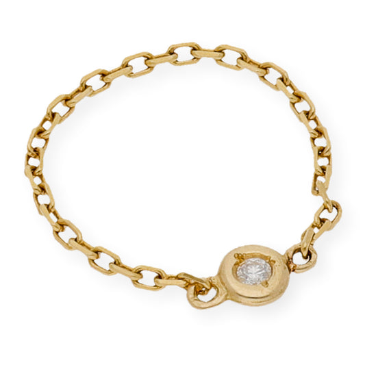 Anillo Cadena en Oro 18K y Diamante