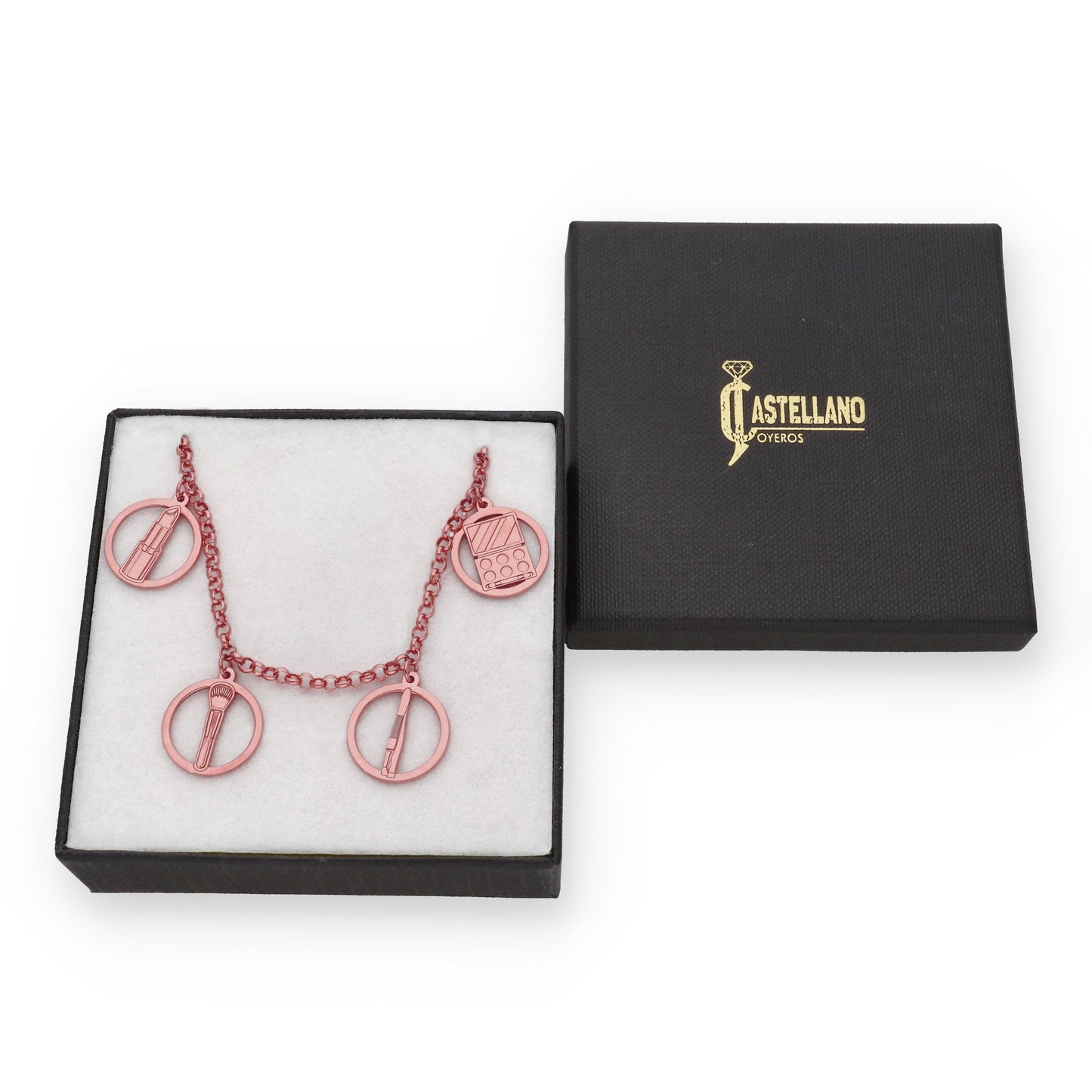 Pulsera Charms de Esteticista en Plata Bañada en Oro Rosa 18K