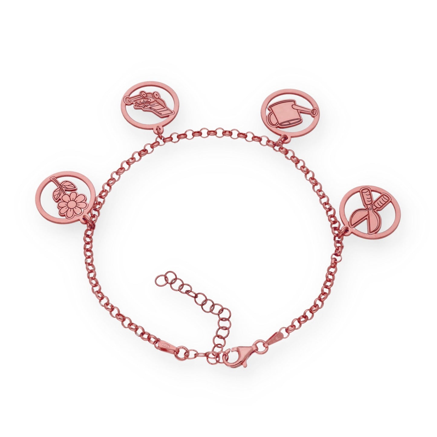 Pulsera Charms de Jardinería en Plata Bañada en Oro Rosa 18K