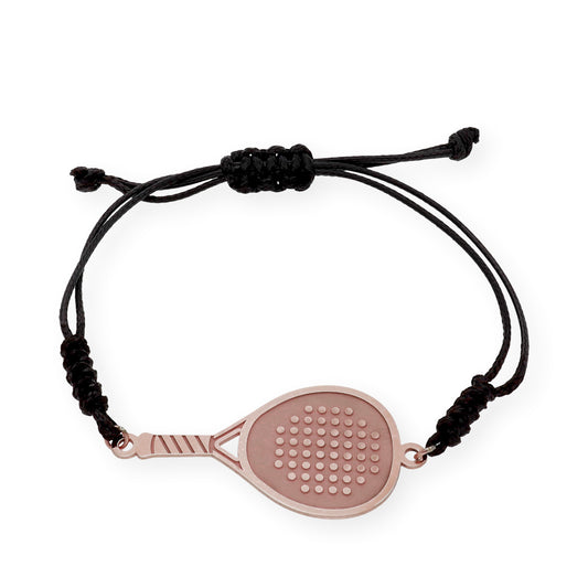 Pulsera Macramé Pala de Pádel en Plata de Ley 925 Bañada en Oro Rosa de 18K