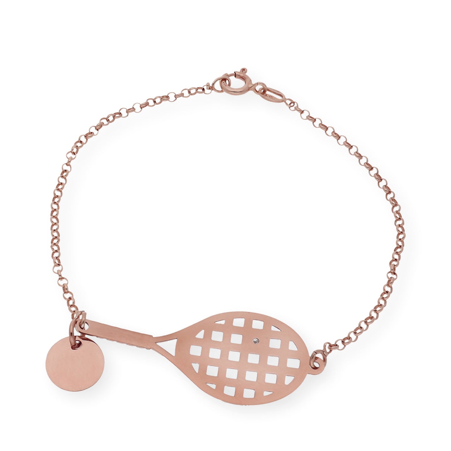 Pulsera Raqueta de Tenis con Circonita en Plata de Ley 925 Bañada en Oro Rosa de 18K