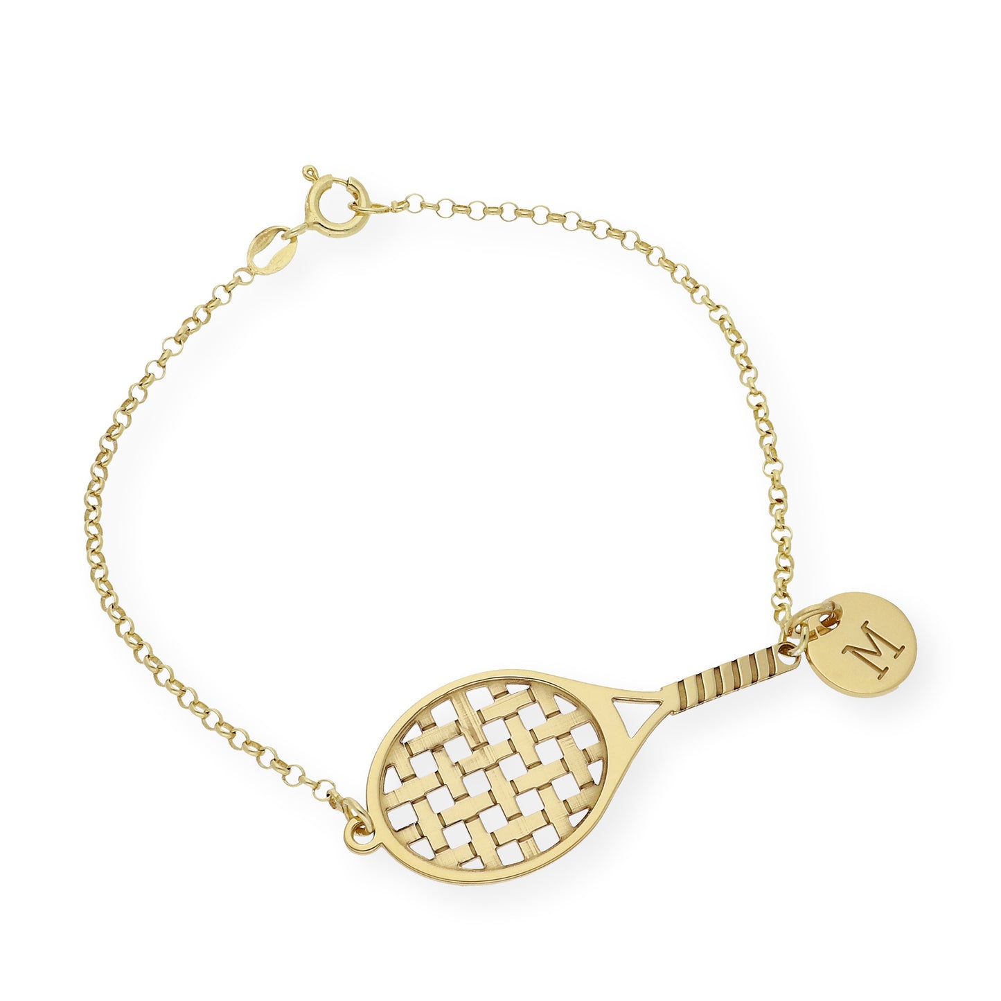 Pulsera Raqueta de Tenis en Plata de Ley 925 Bañada en Oro de 18K