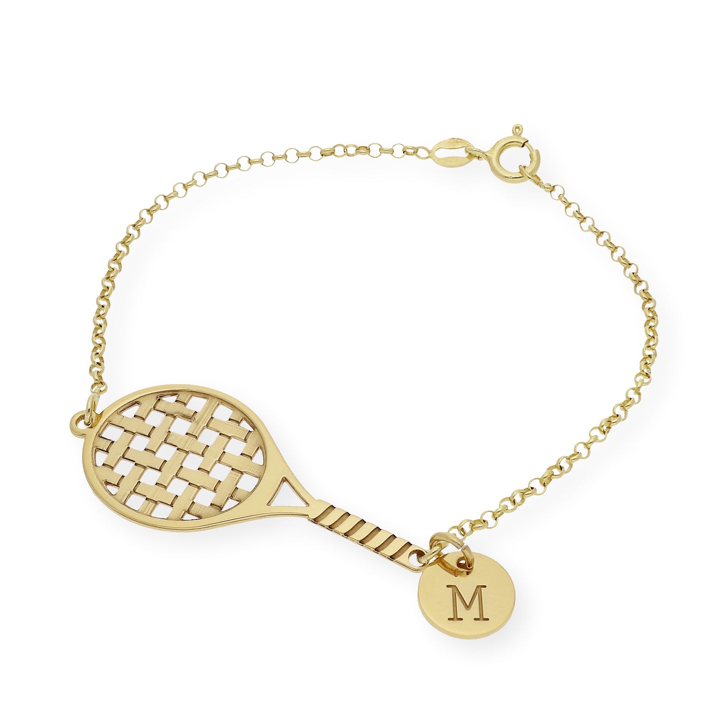 Pulsera Raqueta de Tenis en Plata de Ley 925 Bañada en Oro de 18K