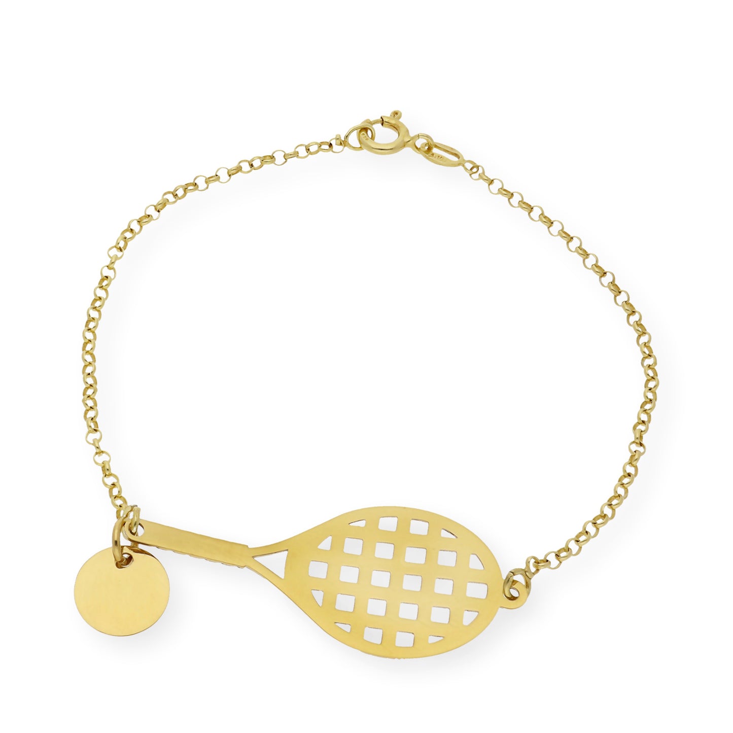 Pulsera Raqueta de Tenis en Plata de Ley 925 Bañada en Oro de 18K