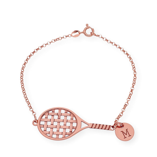 Pulsera Raqueta de Tenis en Plata de Ley 925 Bañada en Oro Rosa de 18K