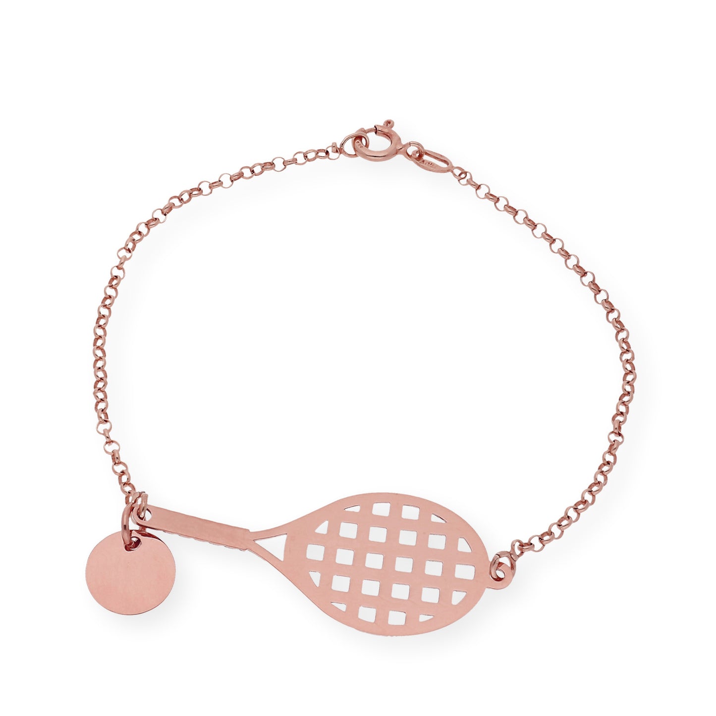 Pulsera Raqueta de Tenis en Plata de Ley 925 Bañada en Oro Rosa de 18K