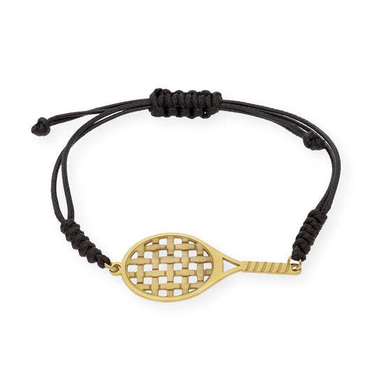 Pulsera Macramé Raqueta de Tenis en Plata de Ley 925 Bañada en Oro de 18K