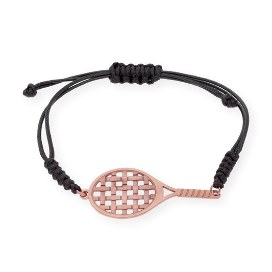 Pulsera Macramé Raqueta de Tenis en Plata de Ley 925 Bañada en Oro Rosa de 18K