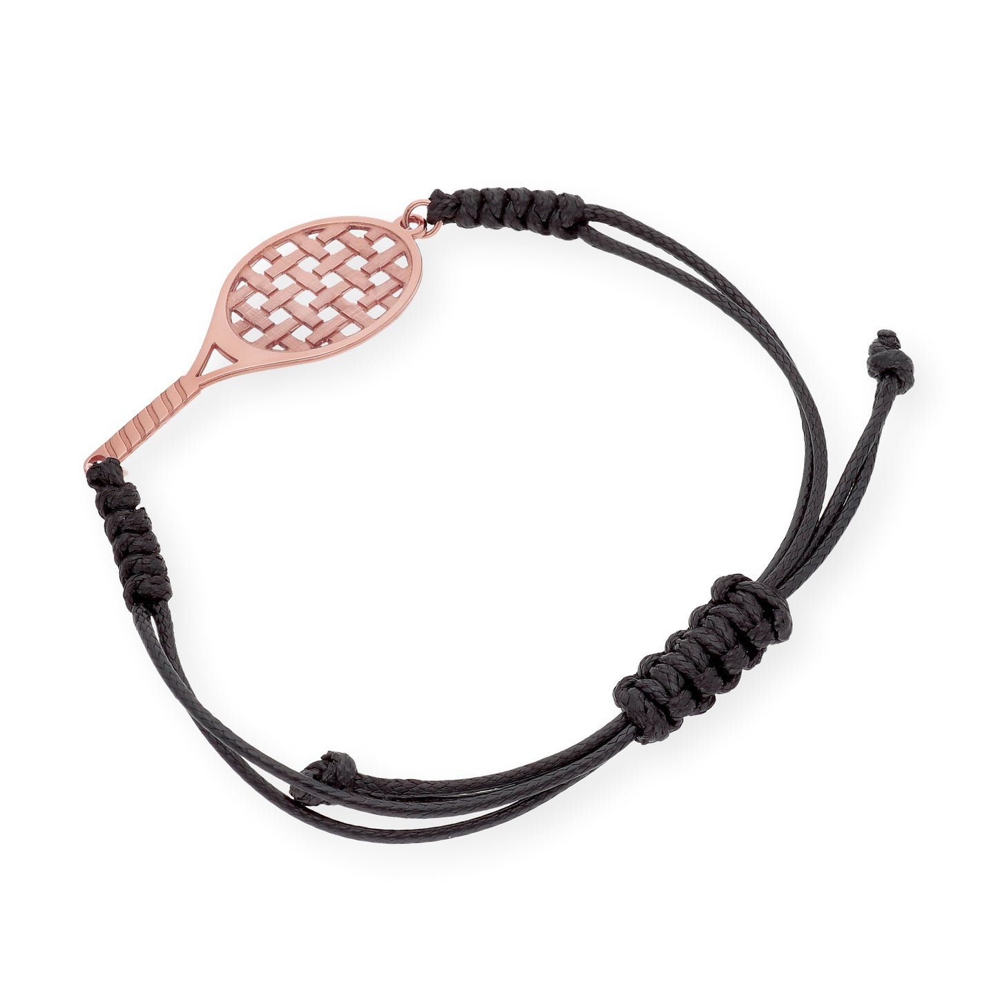 Pulsera Macramé Raqueta de Tenis en Plata de Ley 925 Bañada en Oro Rosa de 18K