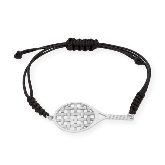 Pulsera Macramé Raqueta de Tenis en Plata de Ley 925