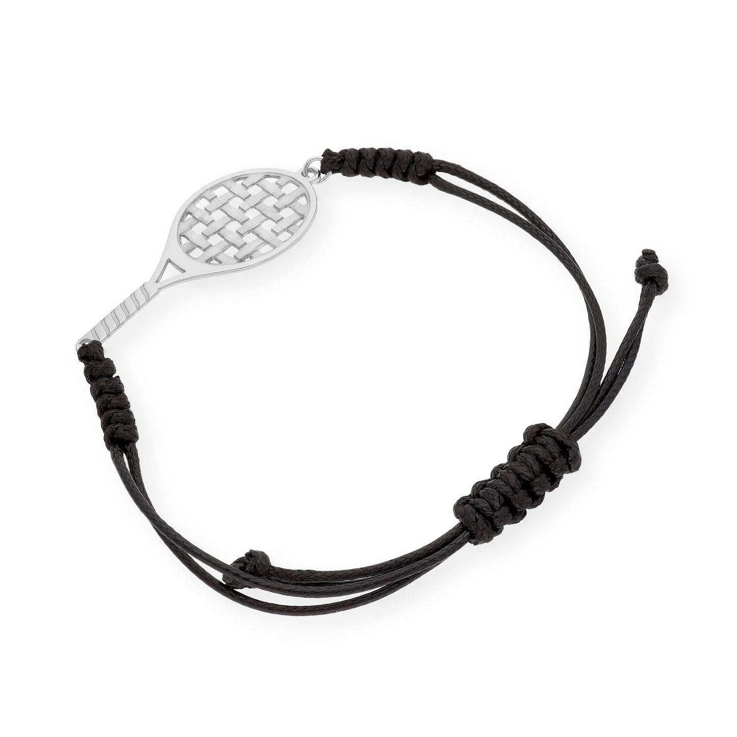 Pulsera Macramé Raqueta de Tenis en Plata de Ley 925