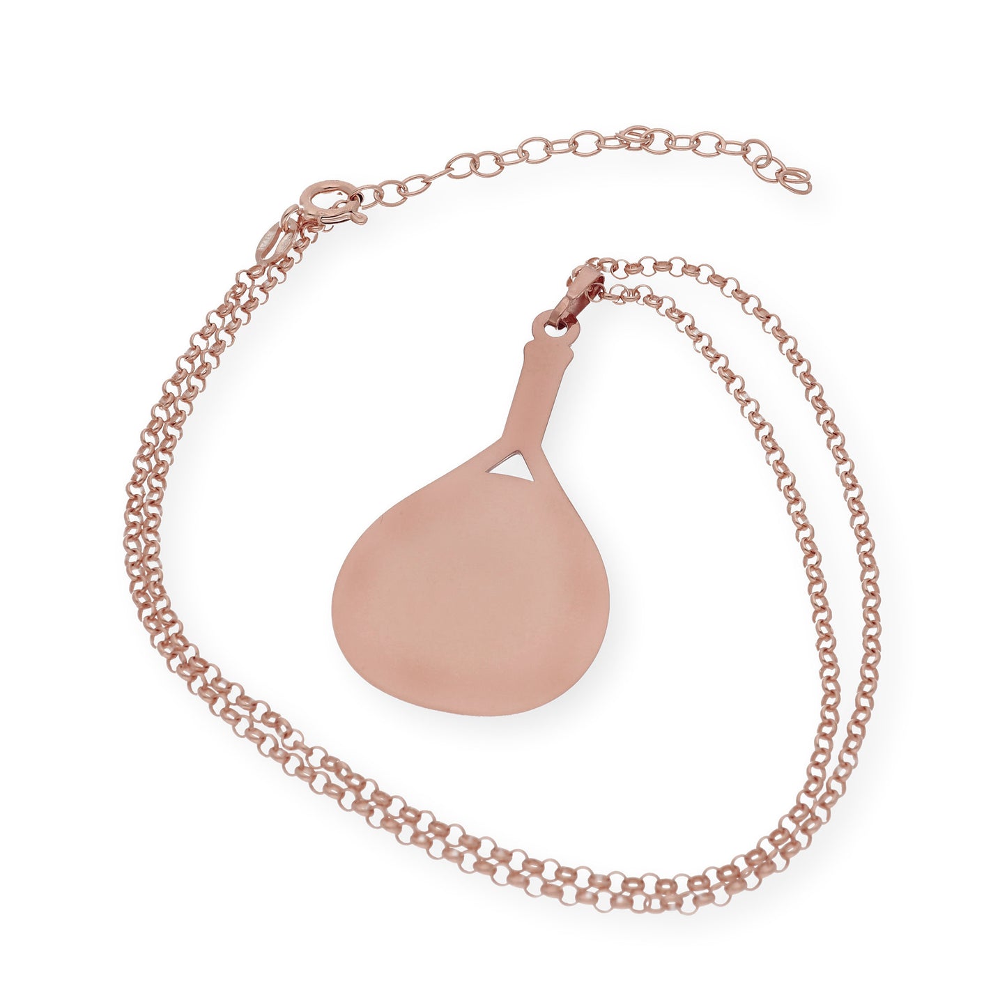 Collar con Colgante Pala de Pádel en Plata de Ley 925 Bañada en Oro Rosa de 18K