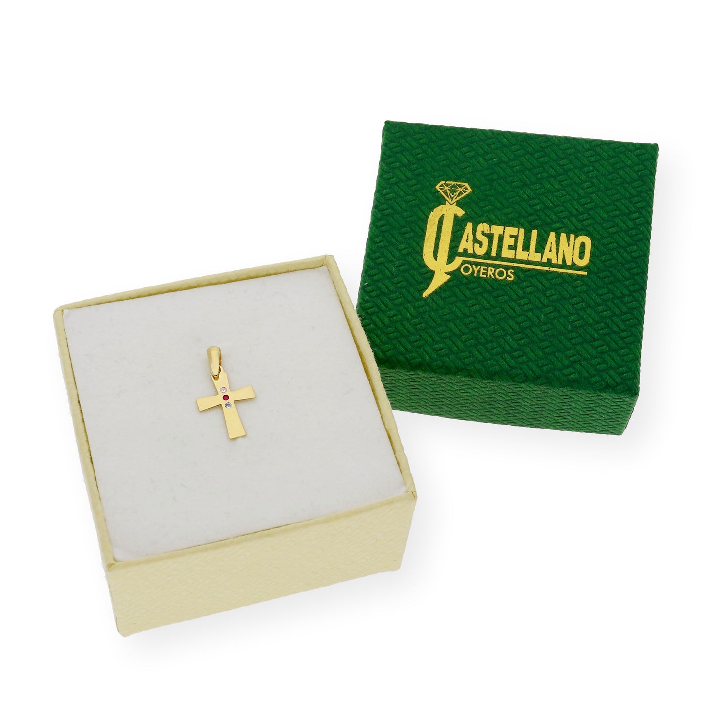 Colgante Cruz con Circonita de Color Oro 18K