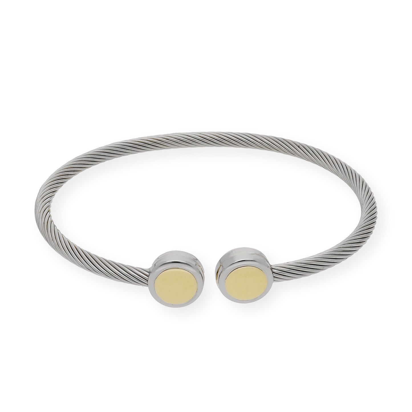 Pulsera Rigida Acero 2 Circulos en Oro de ley 18k