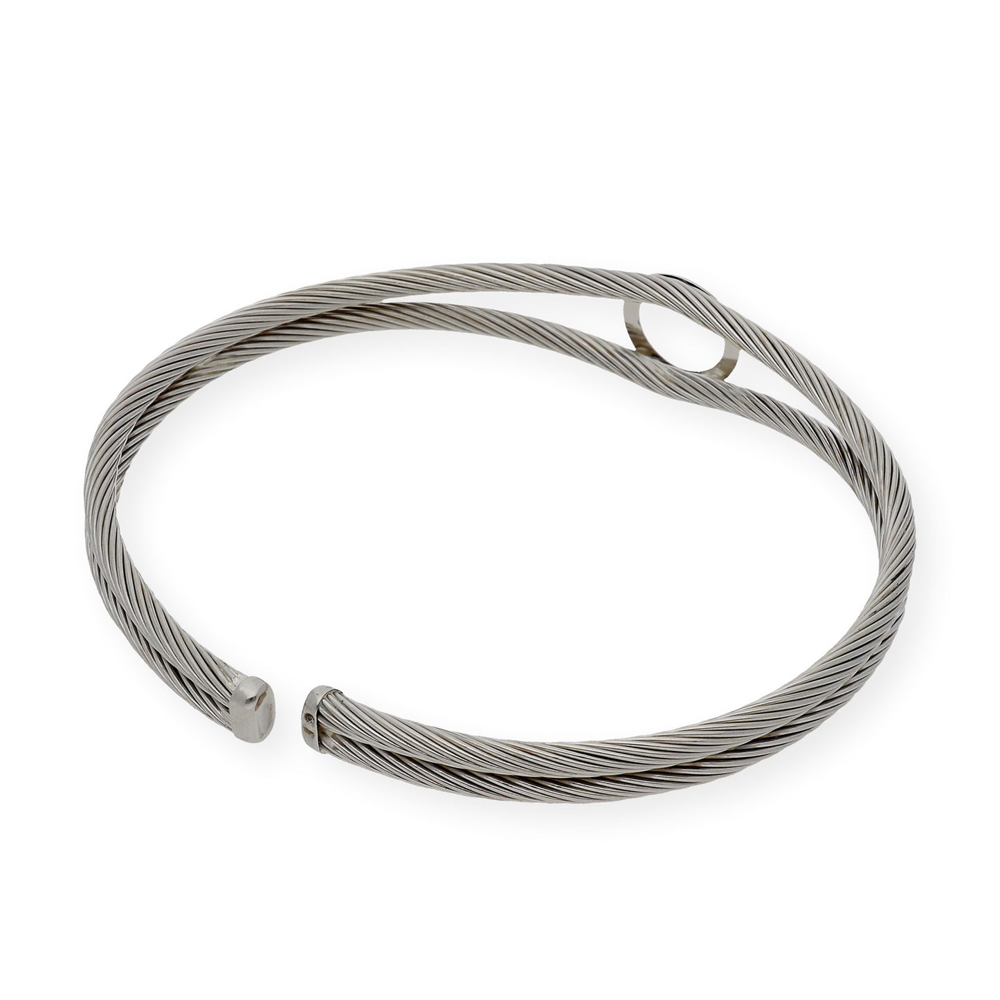 Pulsera Rígida en Acero con Circulo de Oro de ley 18k