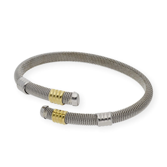 Pulsera Rígida en Acero y Oro de ley 18k