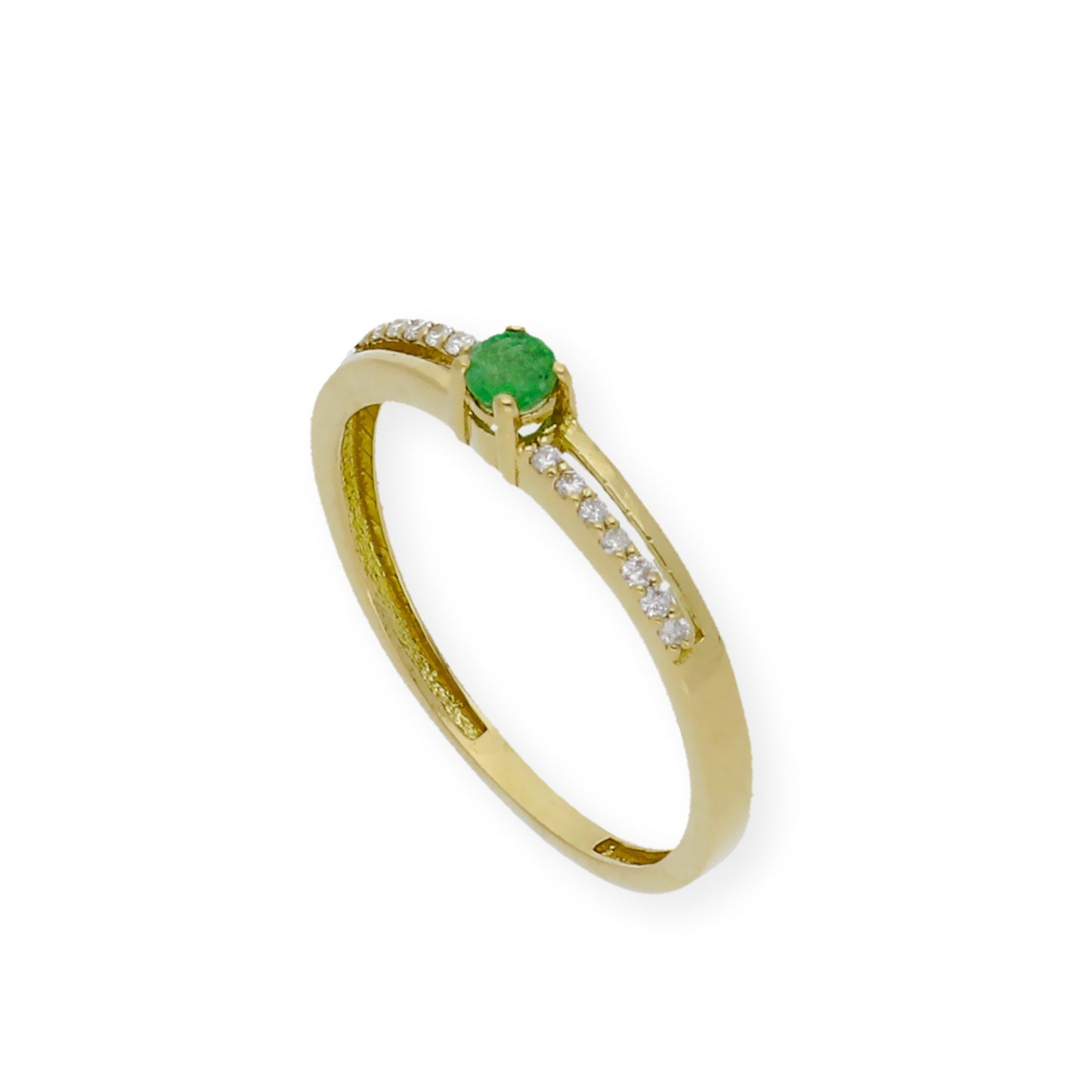 Anillo Corona en Oro 18k con Diamantes y Esmeralda