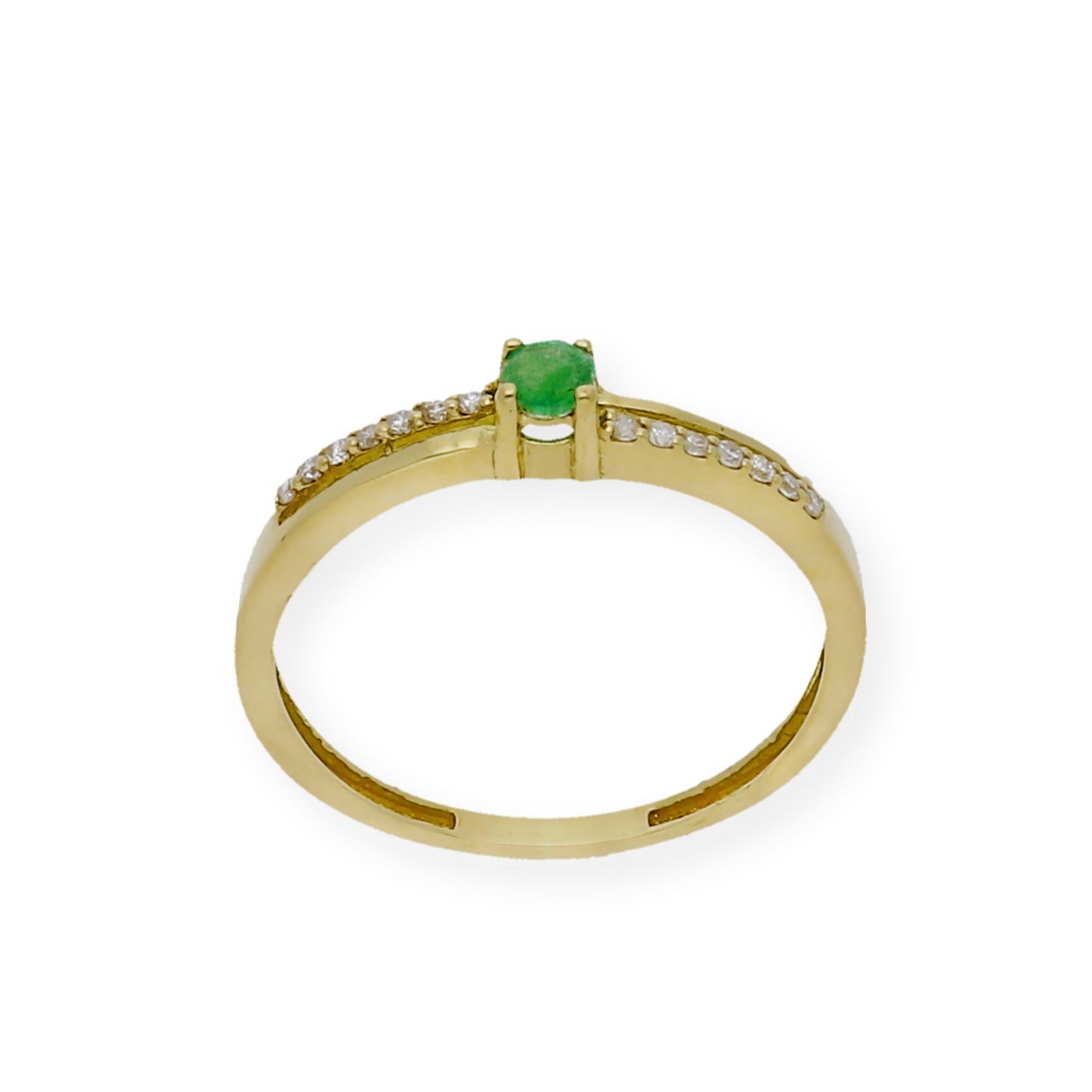 Anillo Corona en Oro 18k con Diamantes y Esmeralda