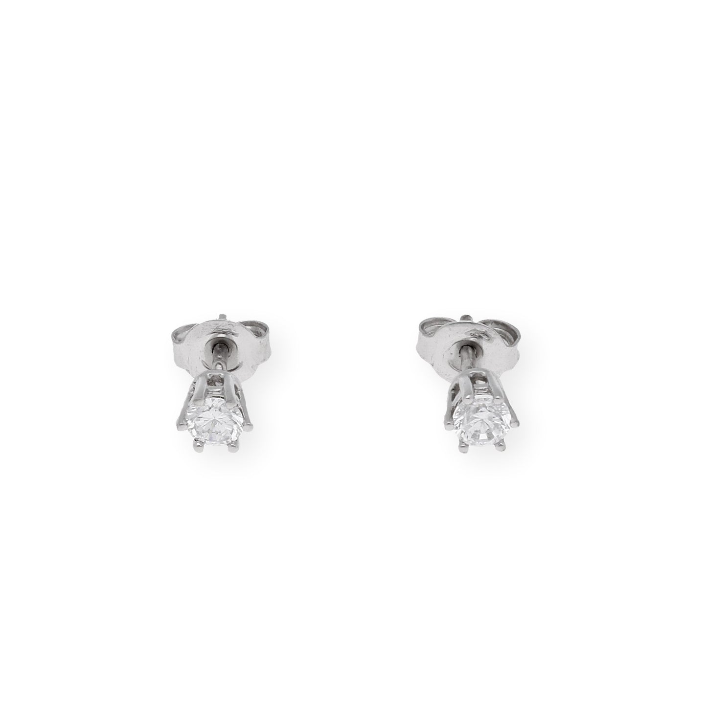 Pendientes de Compromiso con Diamantes Certificados y Oro Blanco 18k 6 Garras