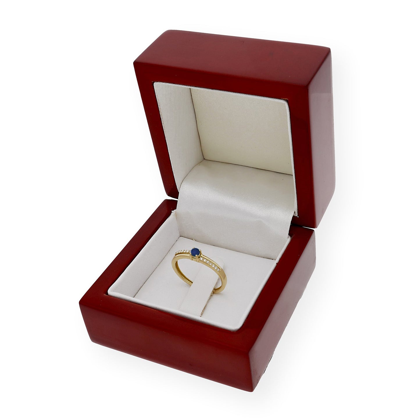 Anillo Corona en Oro 18k con Diamantes y Zafiro