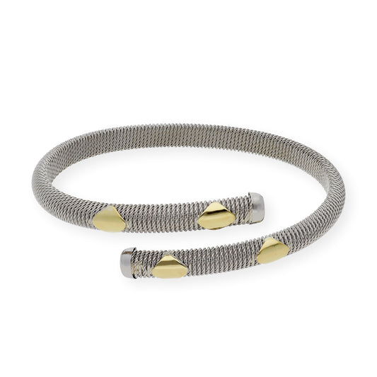 Pulsera Rígida en Acero con Chapas en Oro de ley 18k