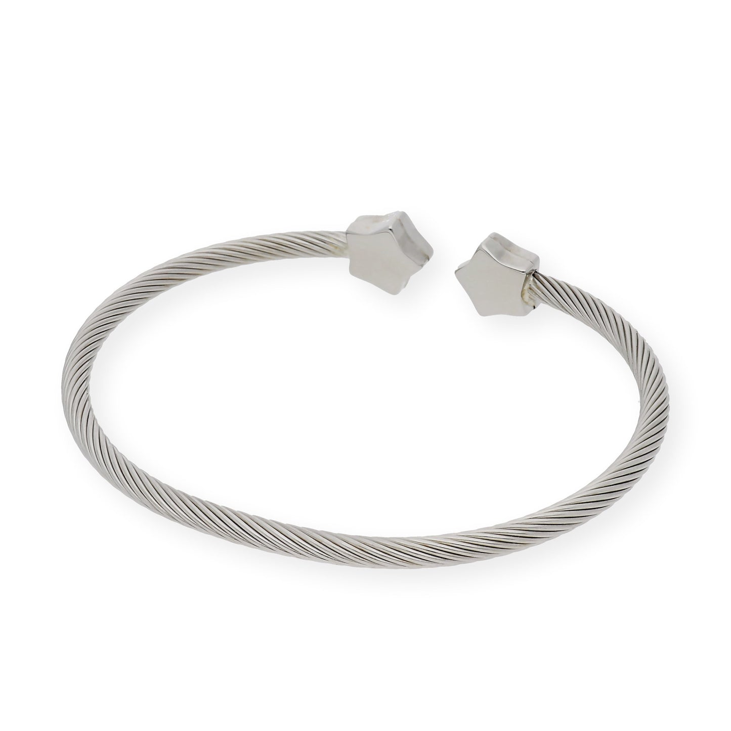 Pulsera Rigida en Acero con dos Estrellas en Oro de ley 18k